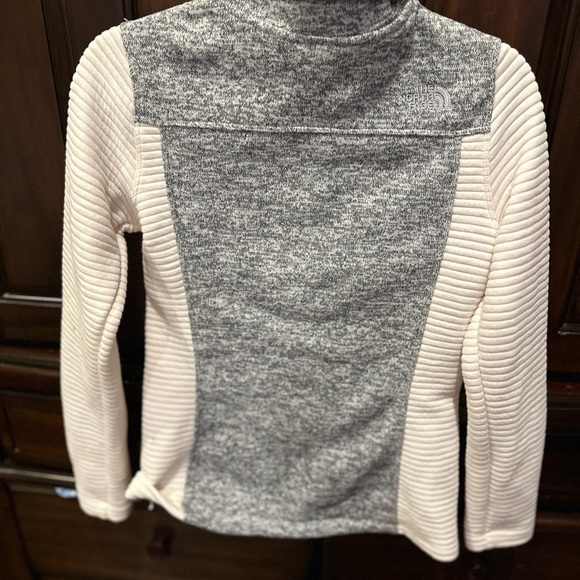 The North Face Women's Small Knit Fleece Jacket White Grey Marbled Full Zip - Picture 12 of 13